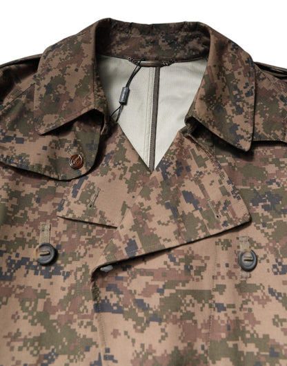 Dolce & Gabbana Multicolor Camouflage Double Breasted Coat Jacket