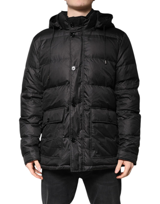 Dolce & Gabbana Black Hooded Parka Coat – Elevated Winter Essential