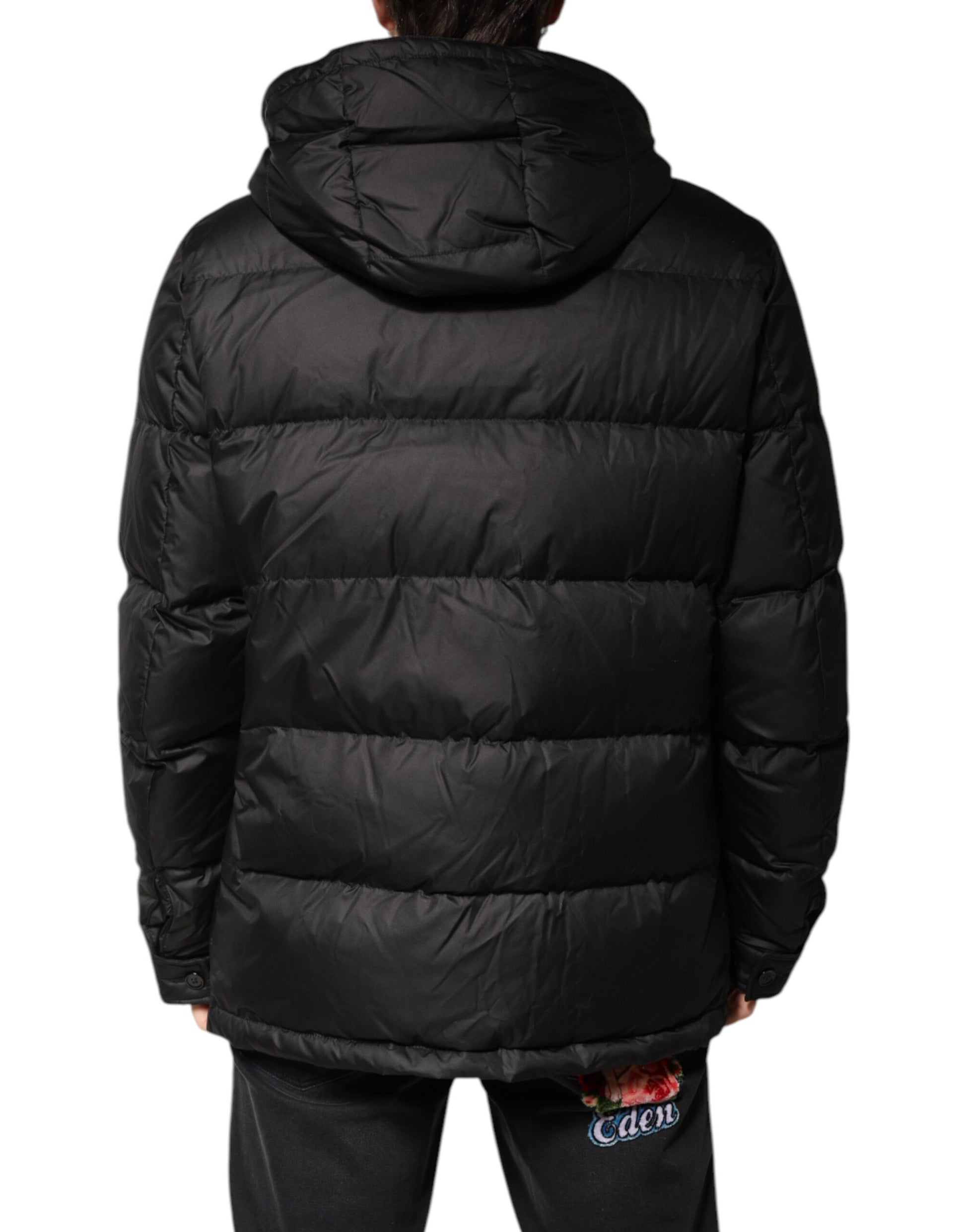 Dolce & Gabbana Black Hooded Parka Coat – Elevated Winter Essential