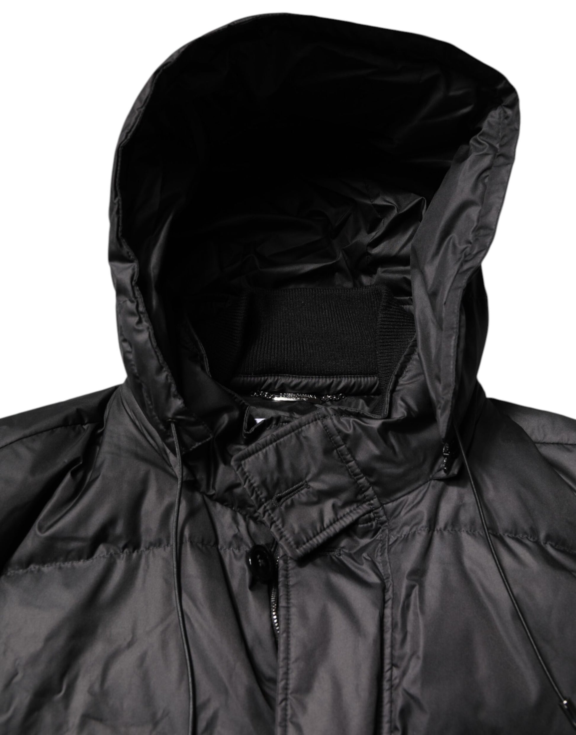 Dolce & Gabbana Black Hooded Parka Coat – Elevated Winter Essential