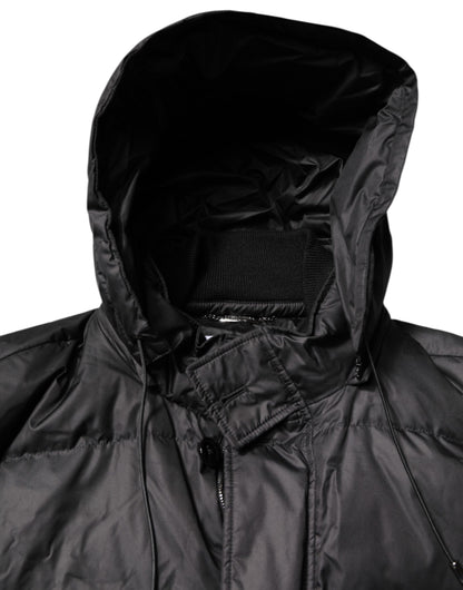 Dolce & Gabbana Black Hooded Parka Coat – Elevated Winter Essential