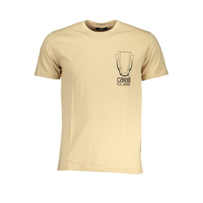Cavalli Class Beige Cotton T-Shirt - Bold Expression of Urban Luxe