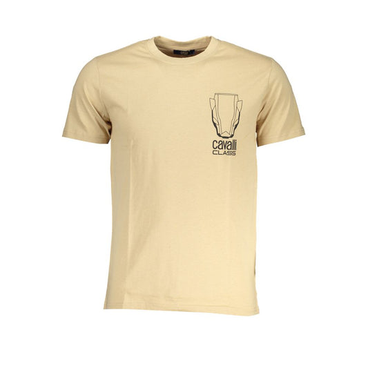Cavalli Class Beige Cotton T-Shirt - Bold Expression of Urban Luxe