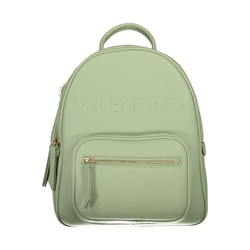 Mario Valentino Green Faux Leather Backpack with Elegant Detailing