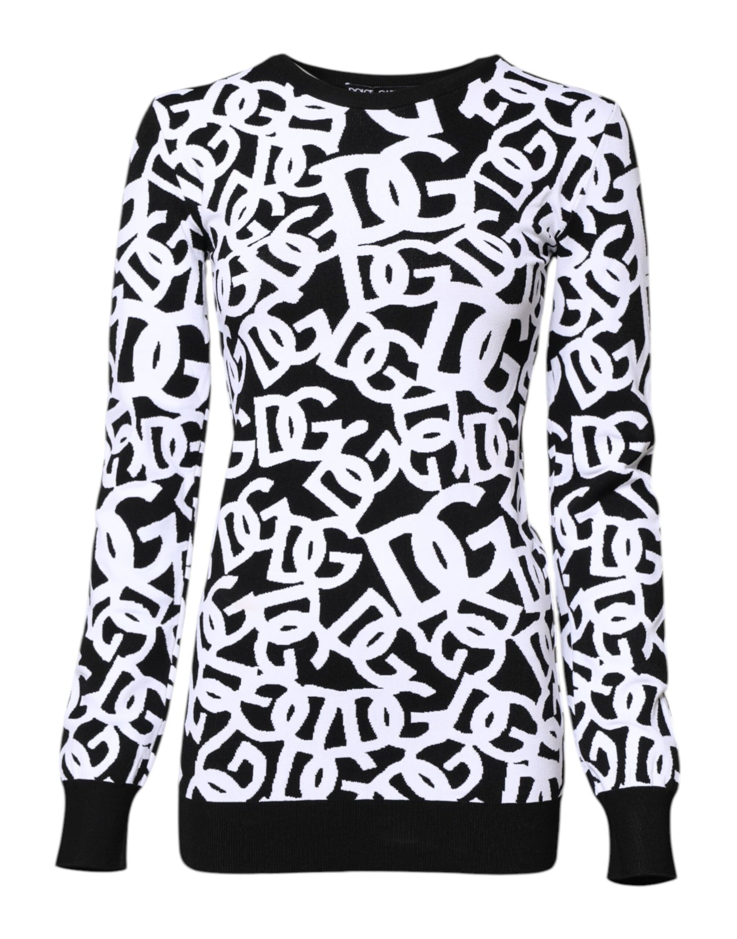 Dolce & Gabbana Black & White Logo Print Women Pullover Sweater