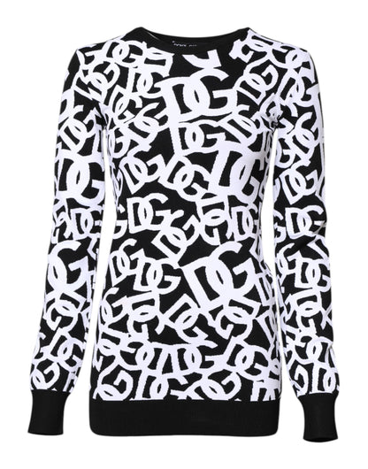 Dolce & Gabbana Black & White Logo Print Women Pullover Sweater