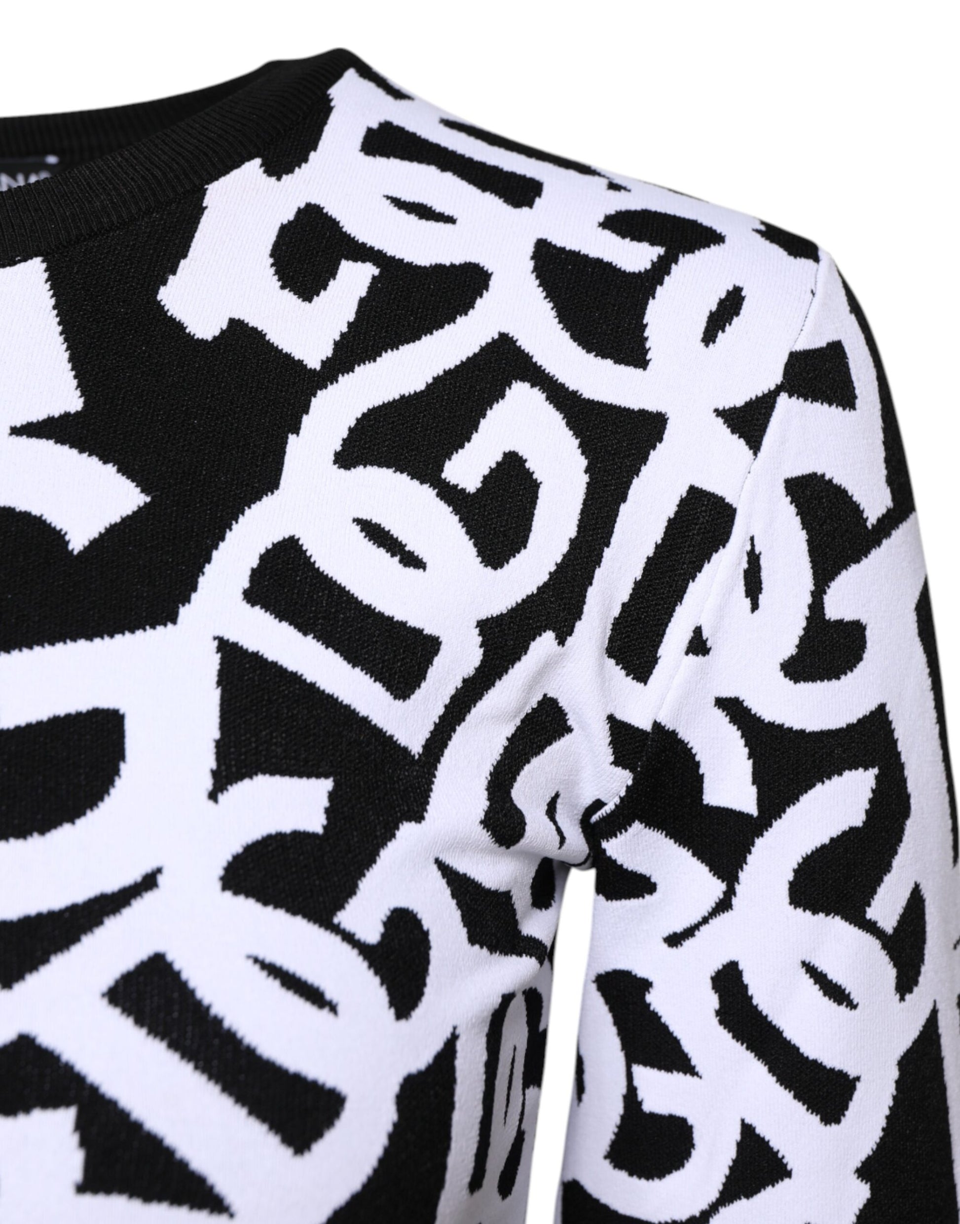 Dolce & Gabbana Black & White Logo Print Women Pullover Sweater