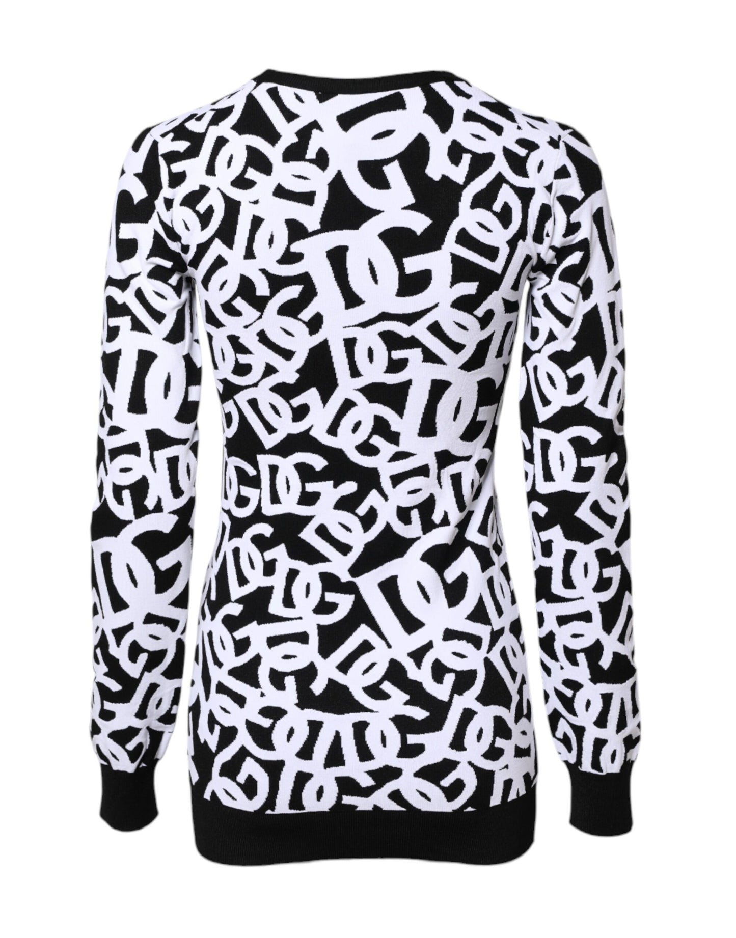 Dolce & Gabbana Black & White Logo Print Women Pullover Sweater