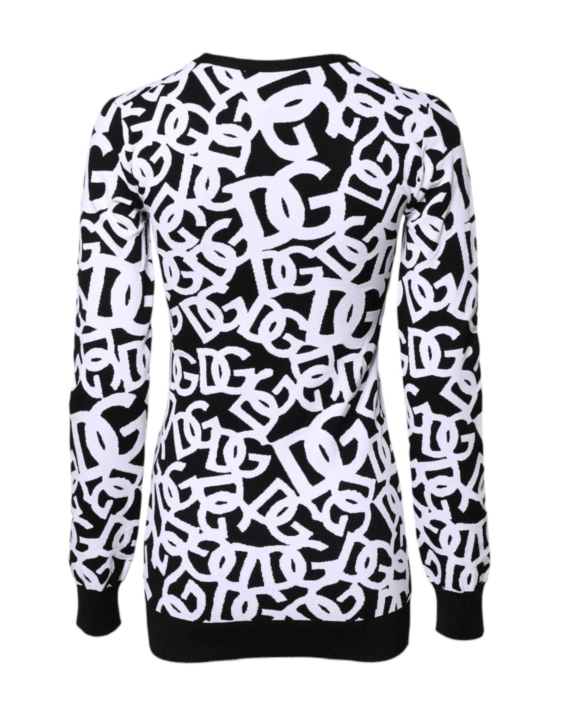 Dolce & Gabbana Black & White Logo Print Women Pullover Sweater