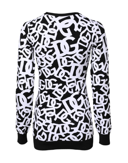 Dolce & Gabbana Black & White Logo Print Women Pullover Sweater