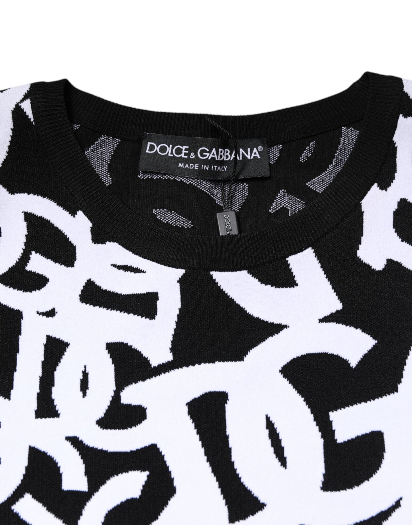 Dolce & Gabbana Black & White Logo Print Women Pullover Sweater