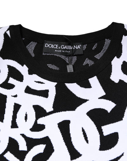 Dolce & Gabbana Black & White Logo Print Women Pullover Sweater