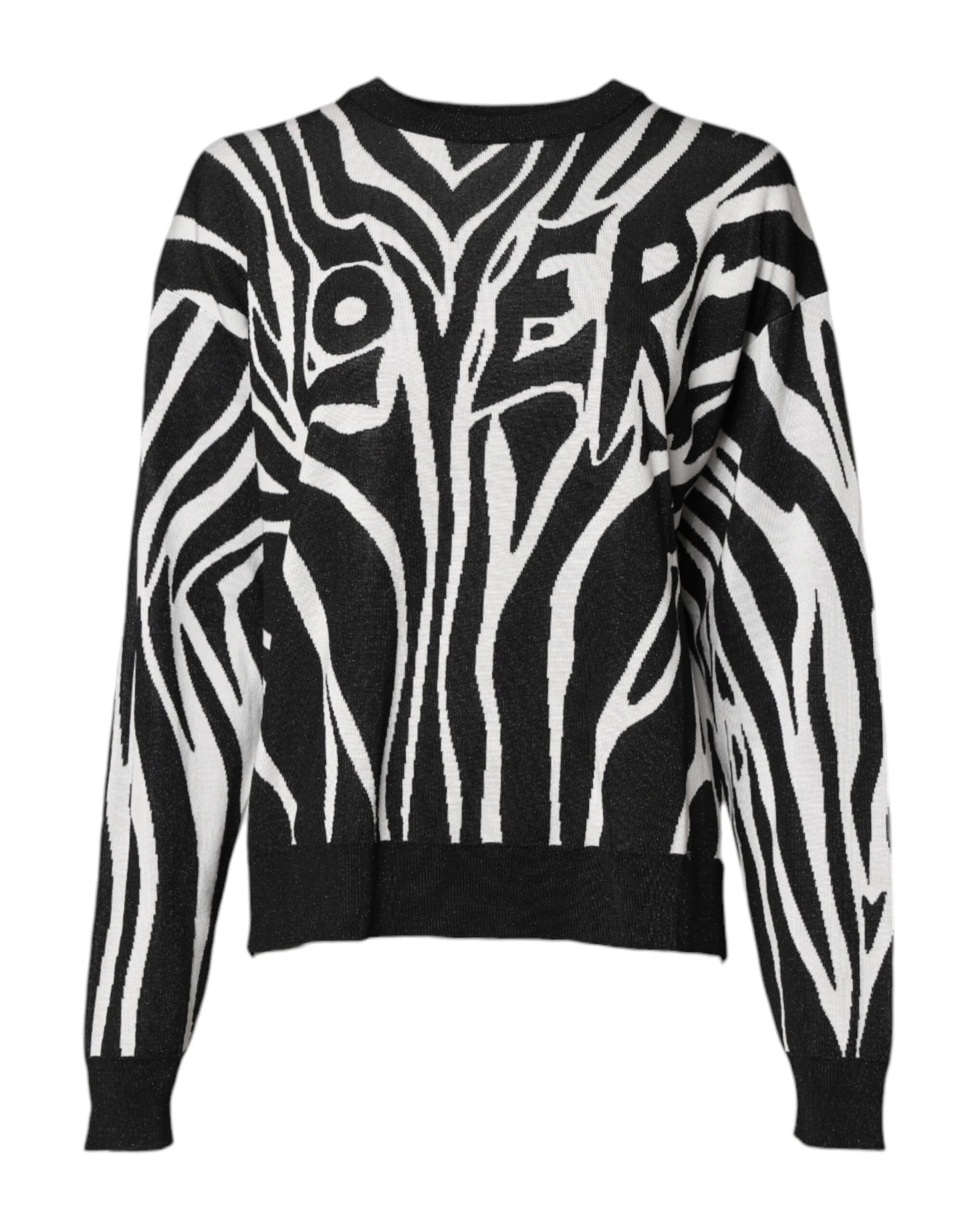 Dolce & Gabbana Black and White Print Women's Pullover Sweater
