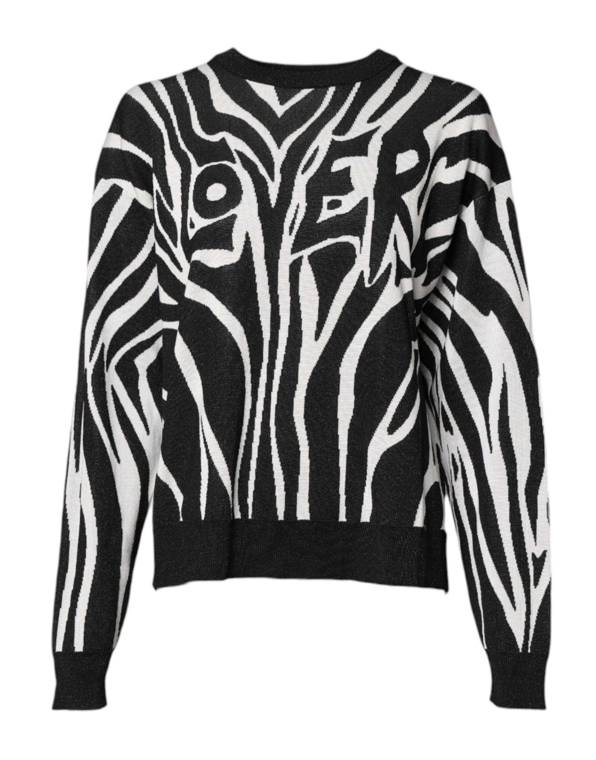 Dolce & Gabbana Black and White Print Women's Pullover Sweater