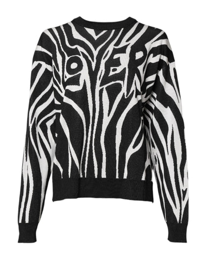 Dolce & Gabbana Black and White Print Women's Pullover Sweater