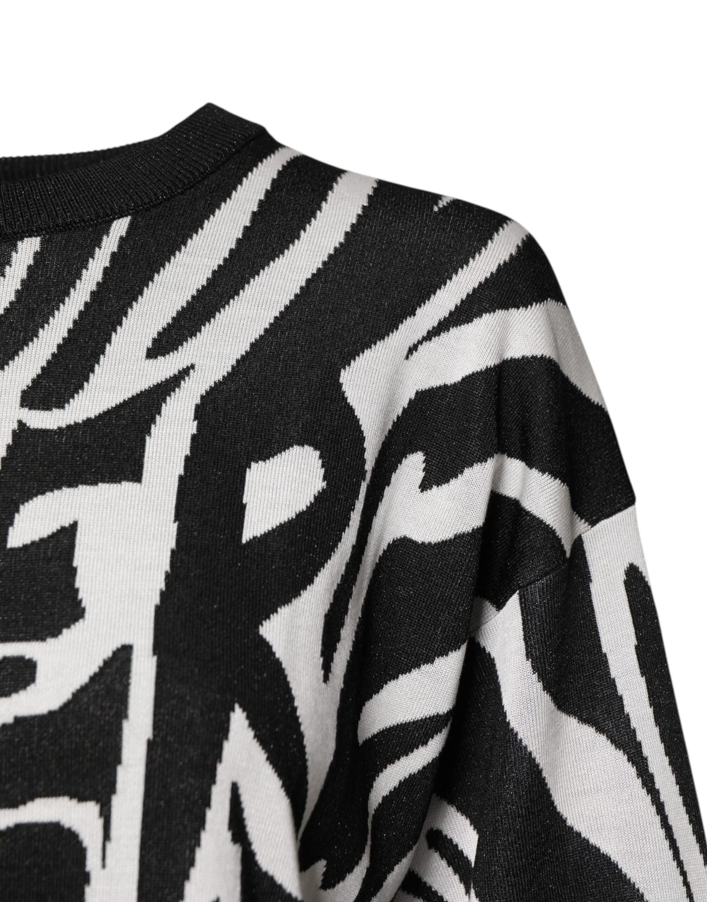 Dolce & Gabbana Black and White Print Women's Pullover Sweater