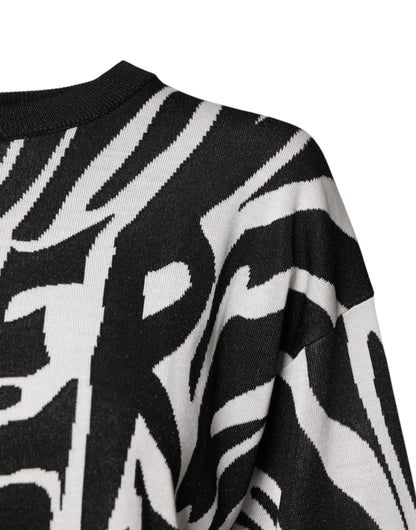 Dolce & Gabbana Black and White Print Women's Pullover Sweater