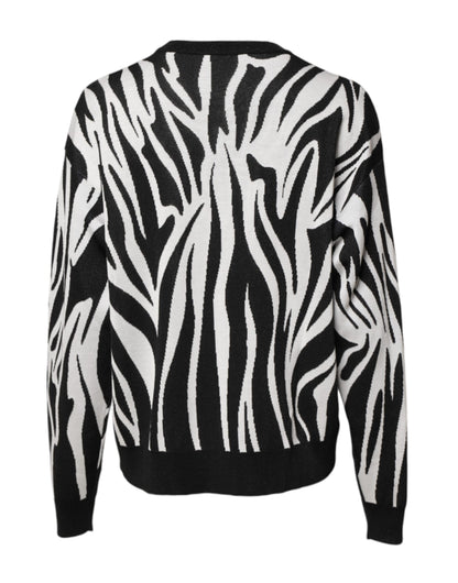 Dolce & Gabbana Black and White Print Women's Pullover Sweater