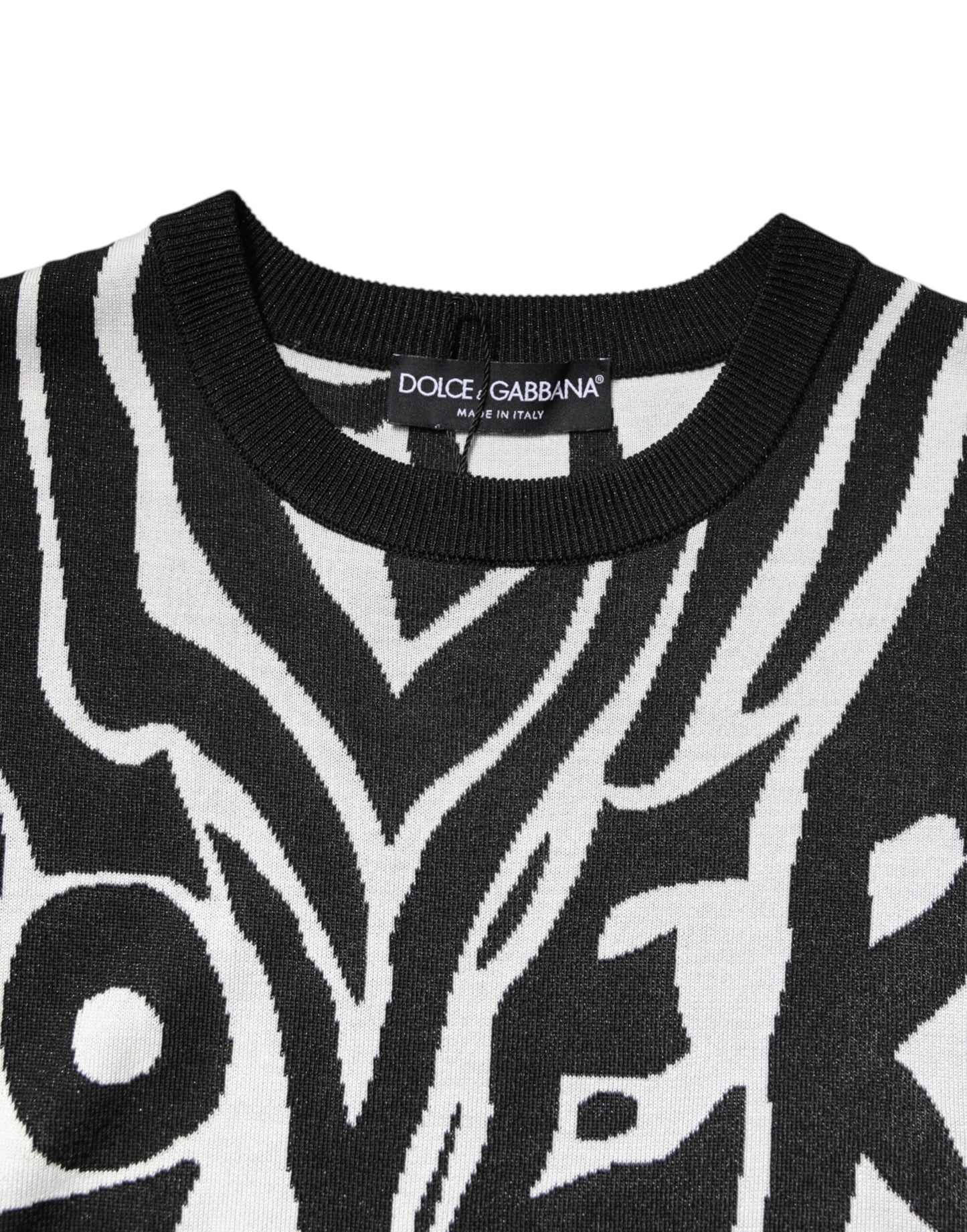 Dolce & Gabbana Black and White Print Women's Pullover Sweater