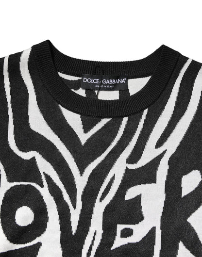 Dolce & Gabbana Black and White Print Women's Pullover Sweater