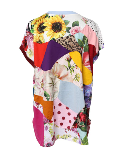 Dolce & Gabbana Multicolor Patchwork Short Sleeve Blouse Top