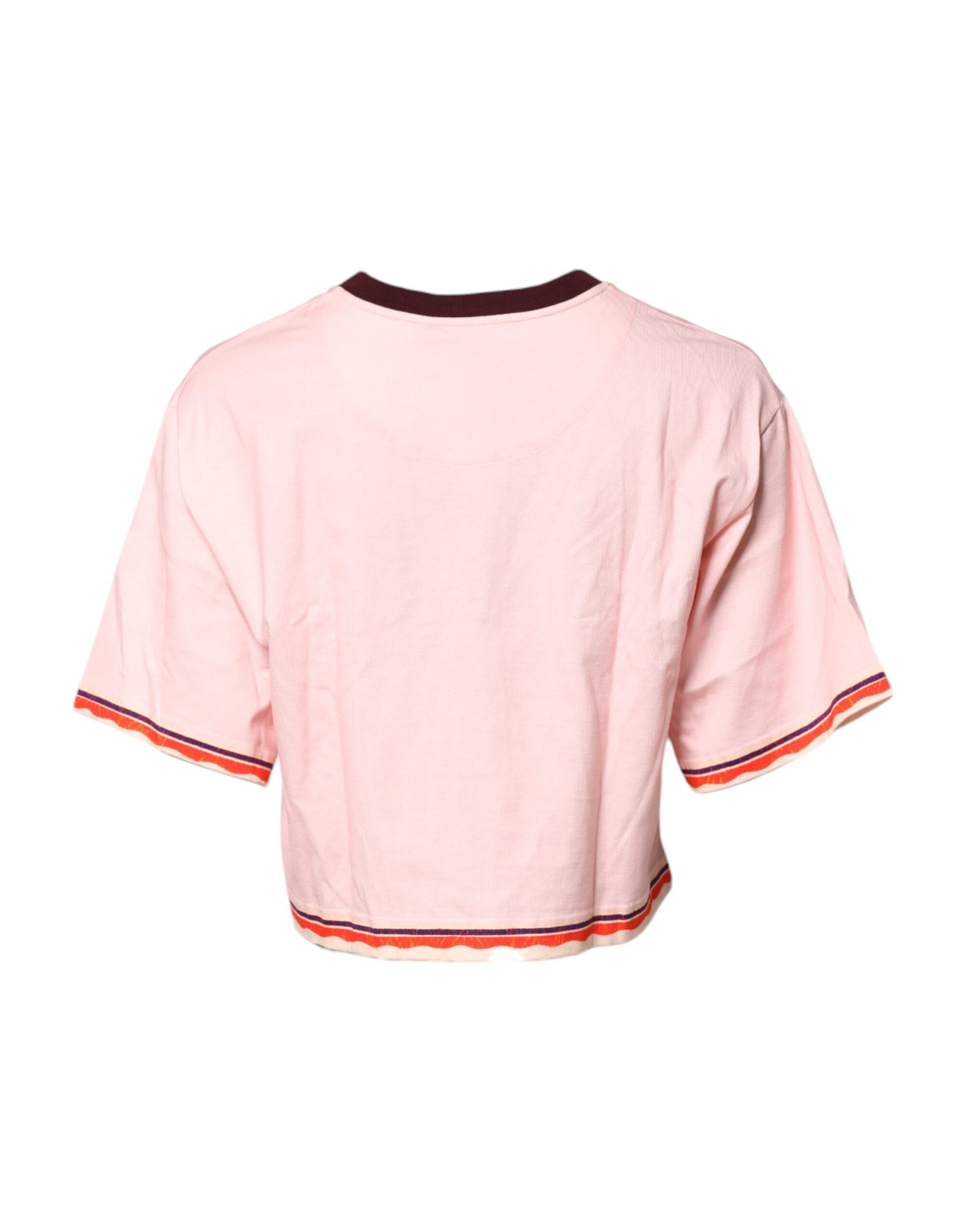 Dolce & Gabbana Pink Print Cotton Cropped Top