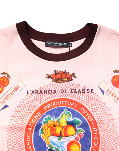 Dolce & Gabbana Pink Print Cotton Cropped Top