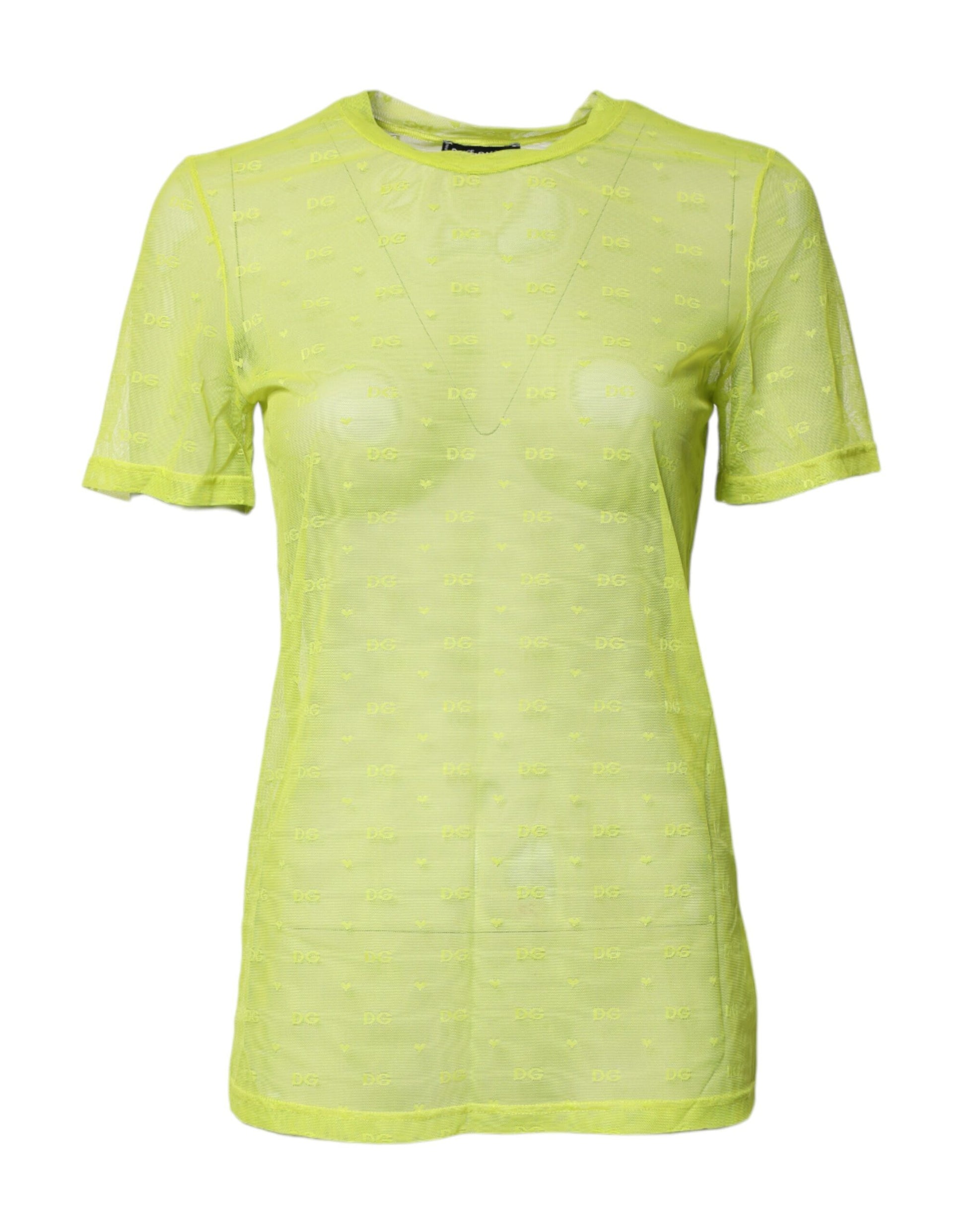 Dolce & Gabbana Green Sheer Short Sleeves Top
