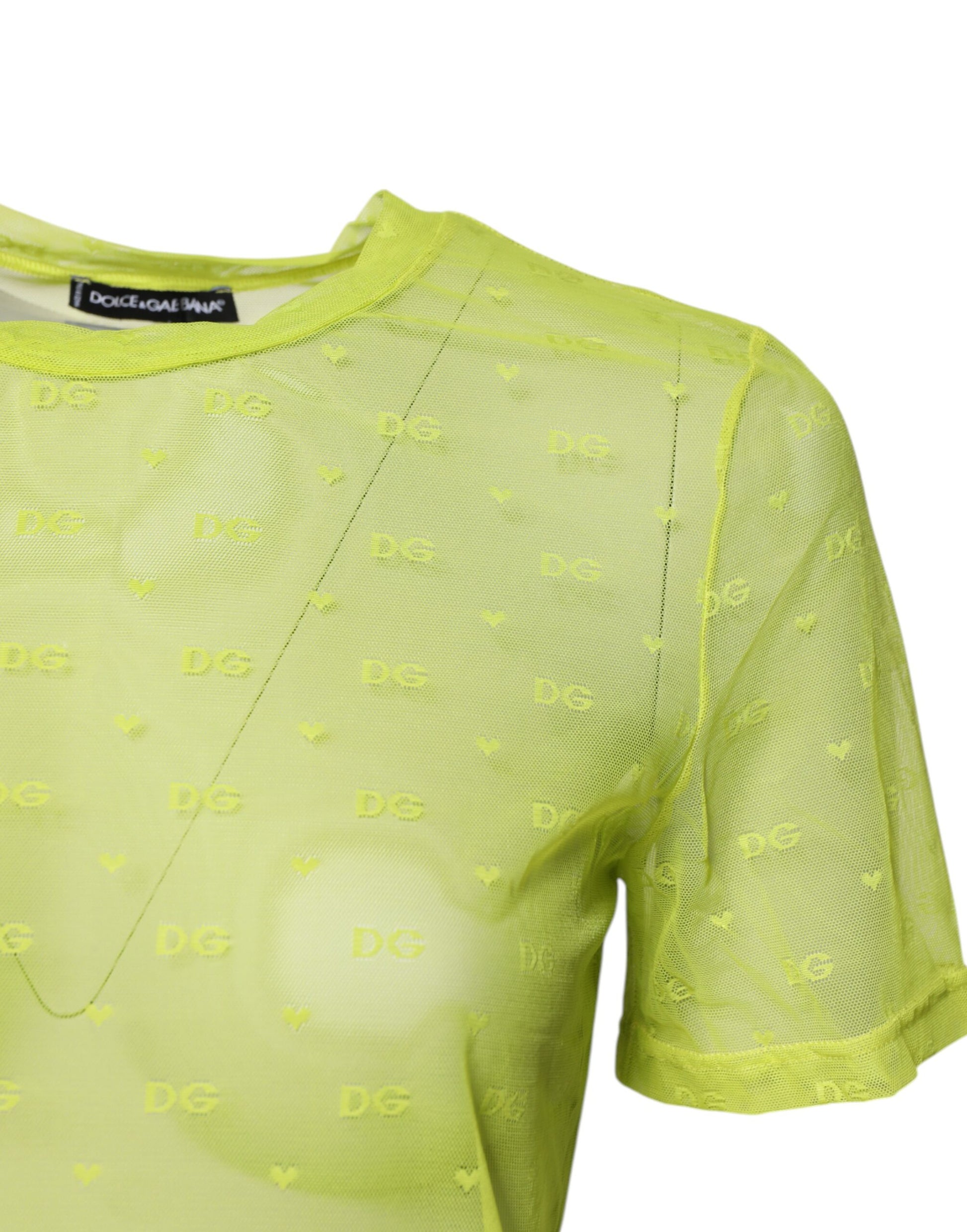 Dolce & Gabbana Green Sheer Short Sleeves Top