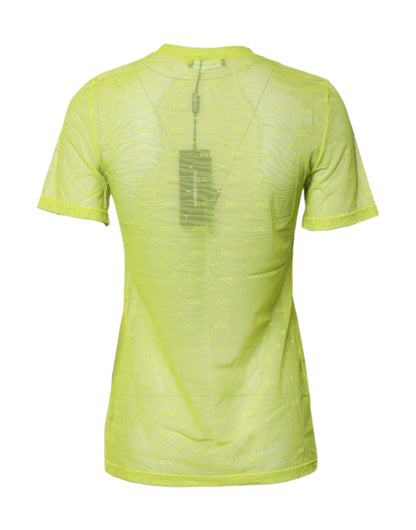 Dolce & Gabbana Green Sheer Short Sleeves Top
