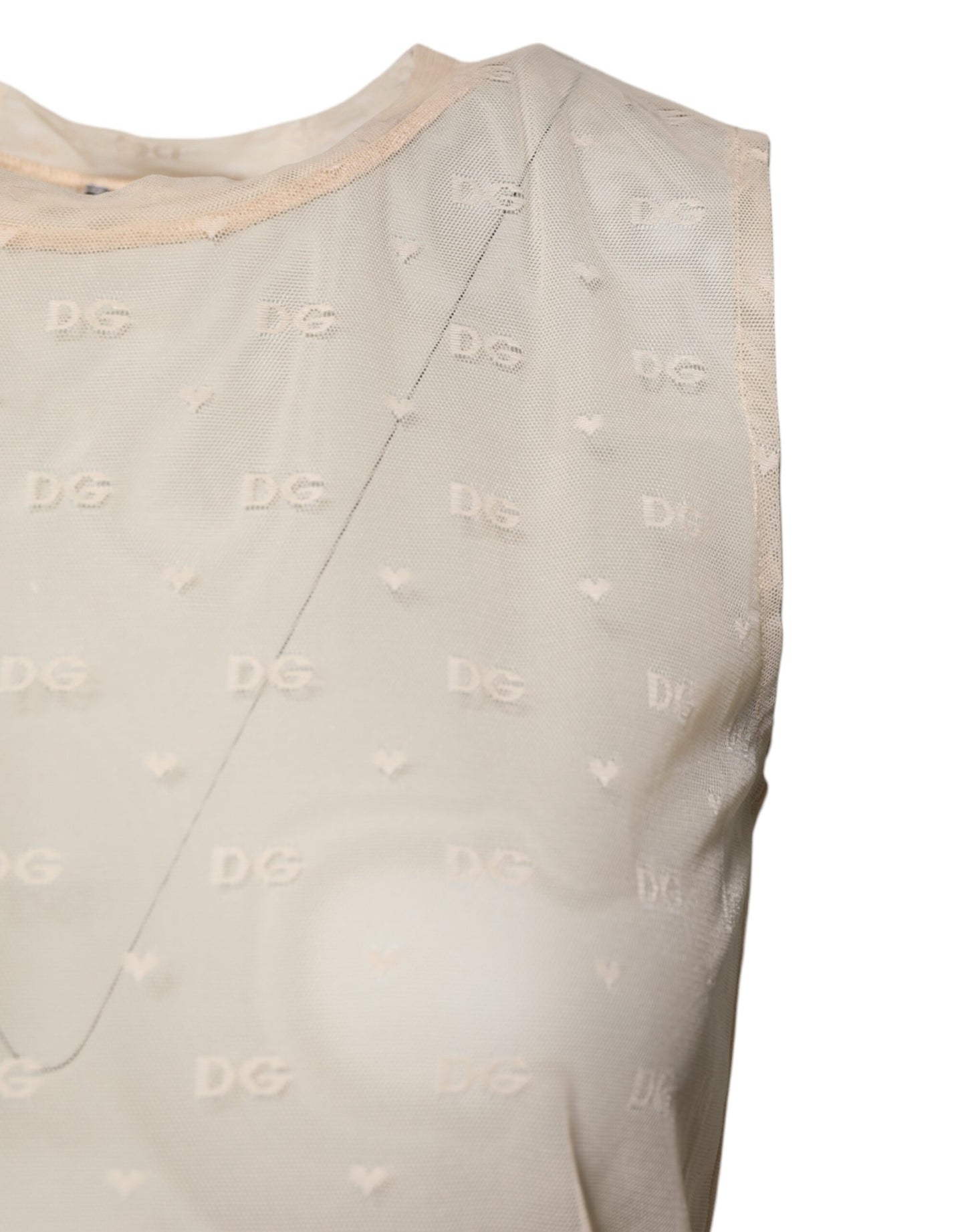 Dolce & Gabbana Ivory Sheer Short Sleeveless Tank Top
