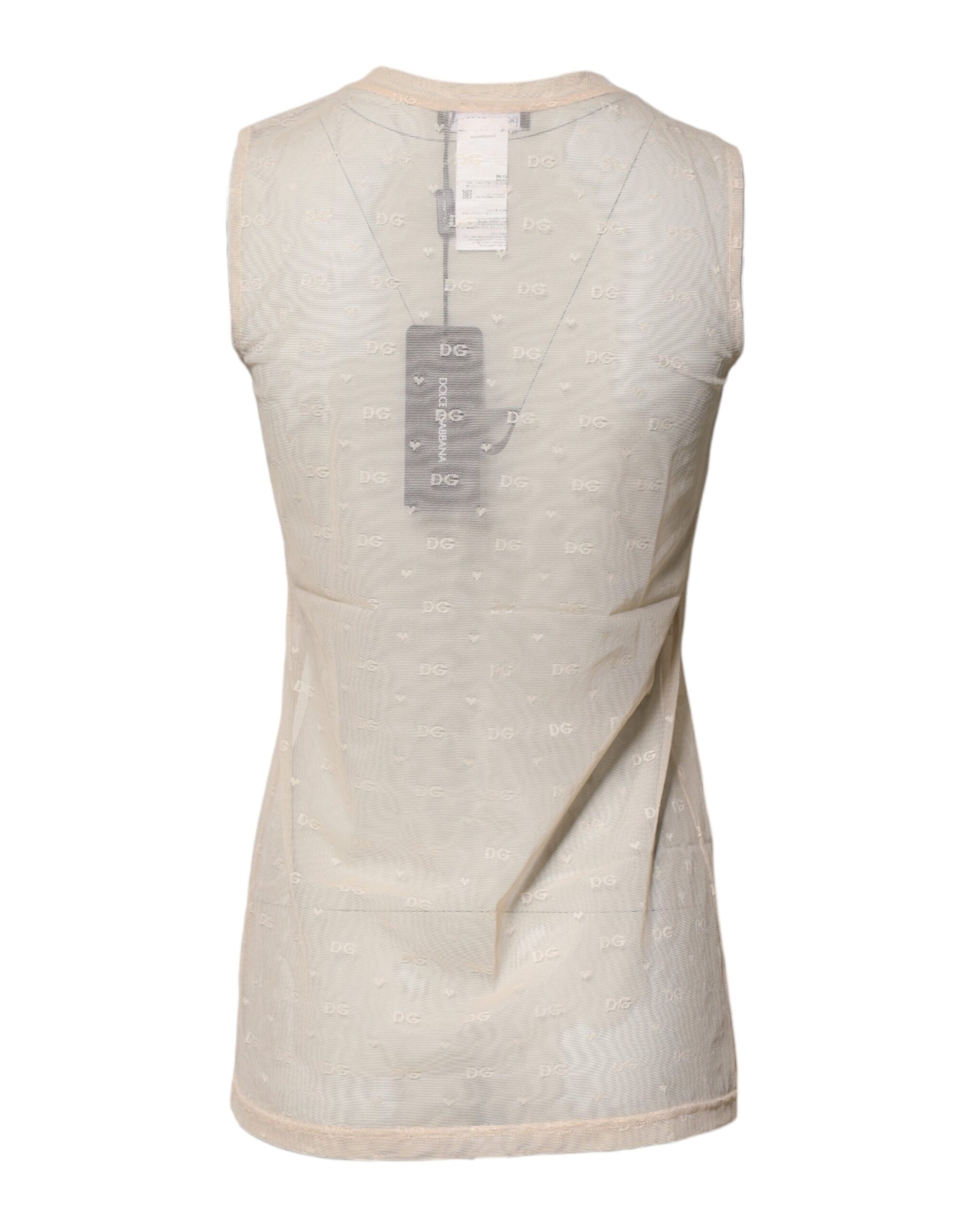 Dolce & Gabbana Ivory Sheer Short Sleeveless Tank Top