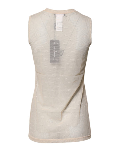 Dolce & Gabbana Ivory Sheer Short Sleeveless Tank Top