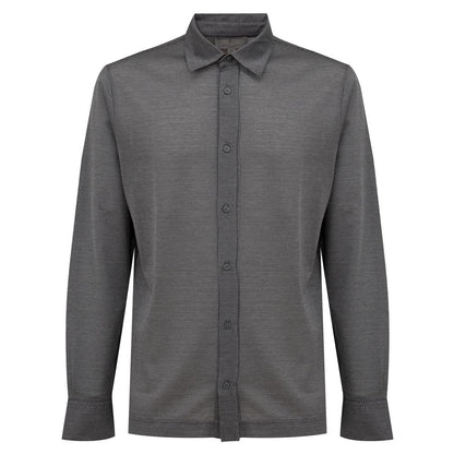 Canali Long Sleeve Gray Cotton Shirt