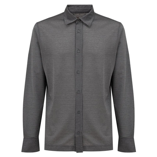 Canali Long Sleeve Gray Cotton Shirt