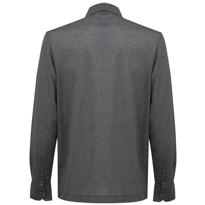 Canali Long Sleeve Gray Cotton Shirt