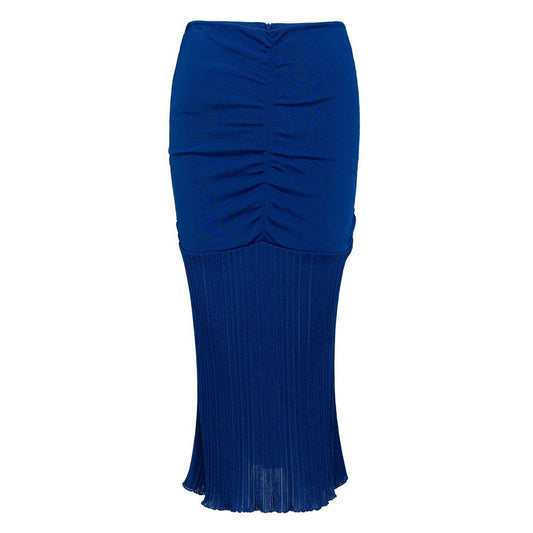 Tom Ford Blue Viscose Midi Skirt with Ruffle