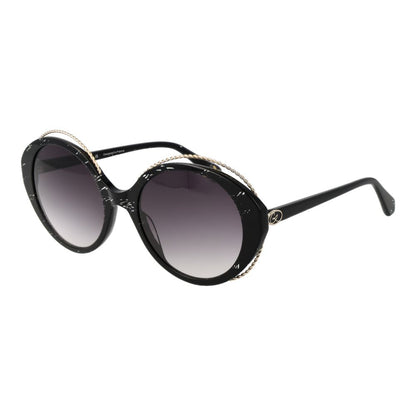 Christian Lacroix Women’s Sunglasses – Black Oval Frame, Grey Gradient Lenses