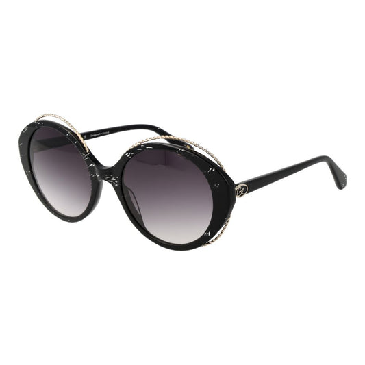 Christian Lacroix Women’s Sunglasses – Black Oval Frame, Grey Gradient Lenses