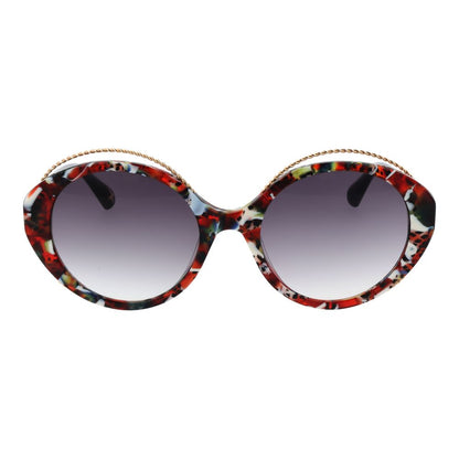 Christian Lacroix Women’s Multicolor Sunglasses – Oval Frame with Grey Mirrored Gradient Lenses, 54mm