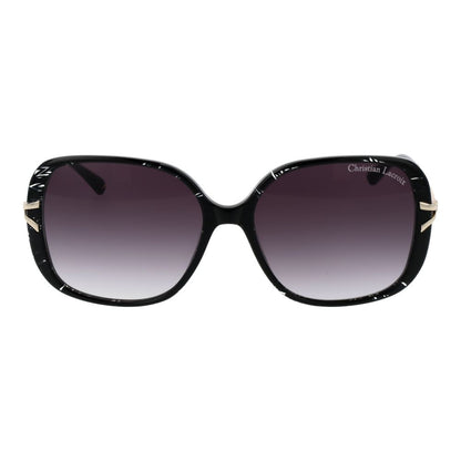 Christian Lacroix Women’s Sunglasses – Black Square Frame, Purple Lenses