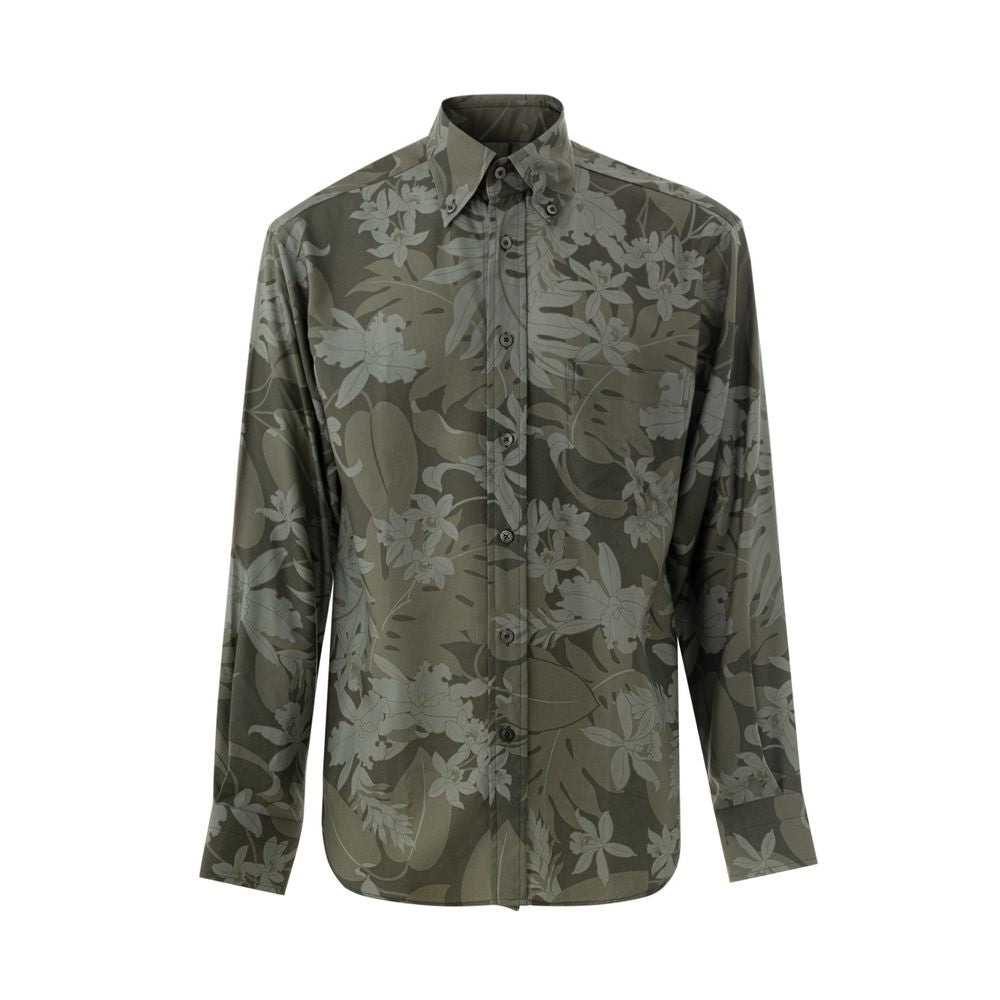Tom Ford Green Floral Print Shirt - Bold Elegance Reimagined