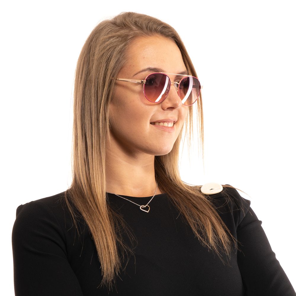 GUESS Pink Women Sunglasses - Rose-Toned Glamour with Purple Gradient Lenses