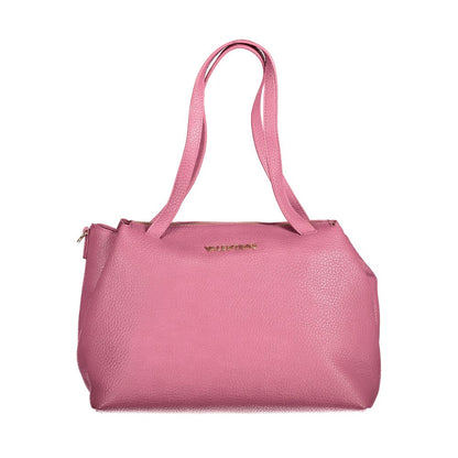 Mario Valentino Pink Leather Effect Handbag with Iconic Logo