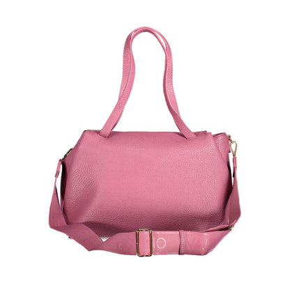 Mario Valentino Pink Leather Effect Handbag with Iconic Logo