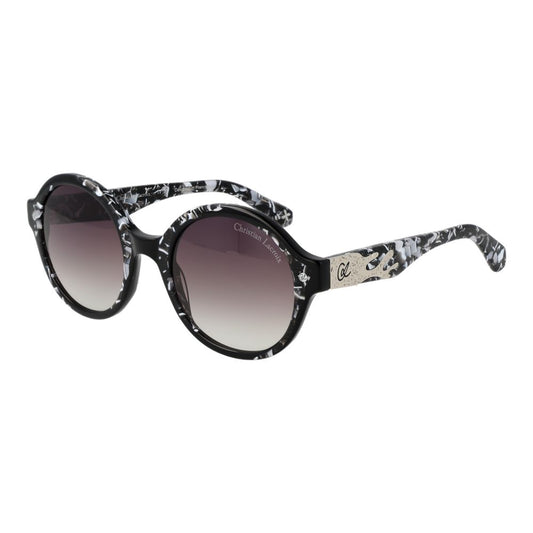 Christian Lacroix Women's Round Sunglasses – Black Frame with Purple Gradient Lenses, 51mm