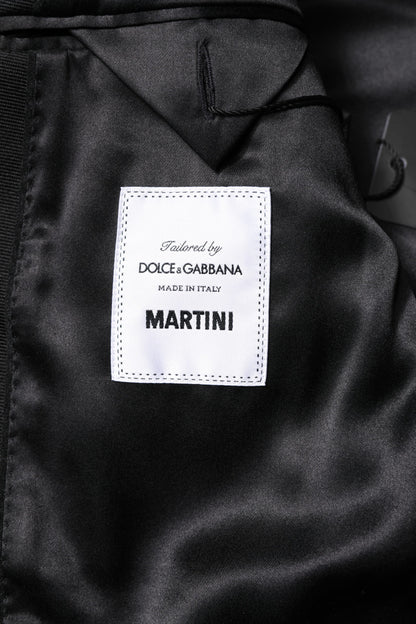 Dolce & Gabbana Black Gray MARTINI Jacquard Men 3 Piece Suit