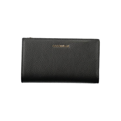 Coccinelle Black Leather Women Wallet - Metallic Soft Elegance