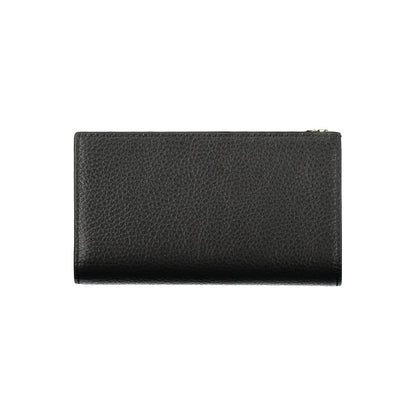 Coccinelle Black Leather Women Wallet - Metallic Soft Elegance