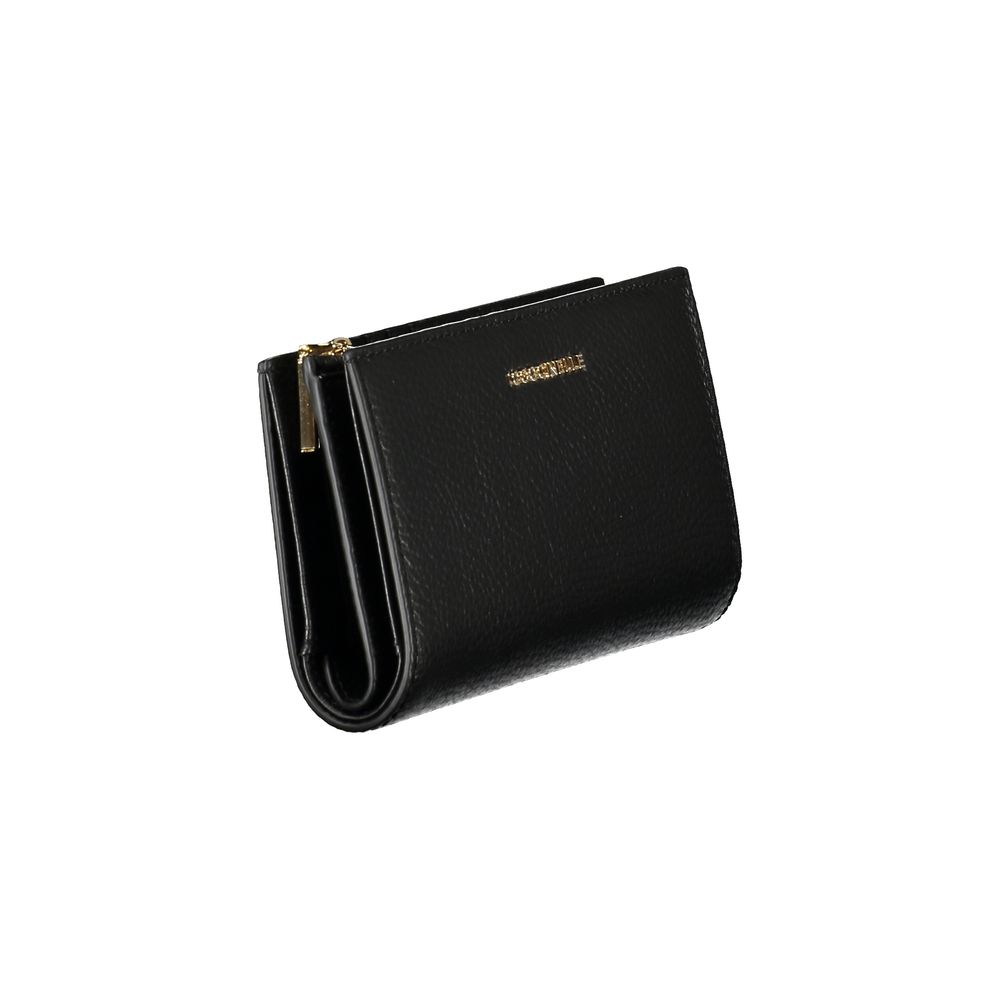Coccinelle Black Leather Women Wallet - Metallic Soft Elegance